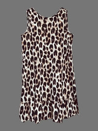 Ruffled Hem Leopard Sleeveless Dress