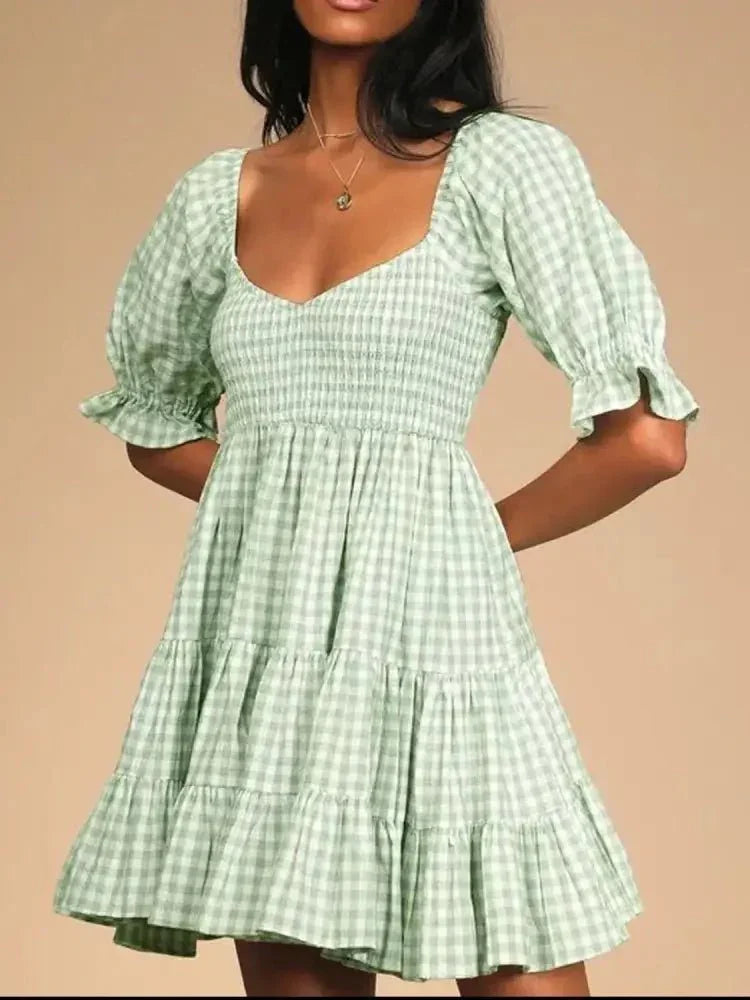 Ruffled Hem Plaid Half Sleeve Mini Dress - Update AvenueTrendsi100100681094993100100681094993fea90a20 - 83ee - 4a41 - 889a - 5f89cda9109f - Max - OriginLight Green