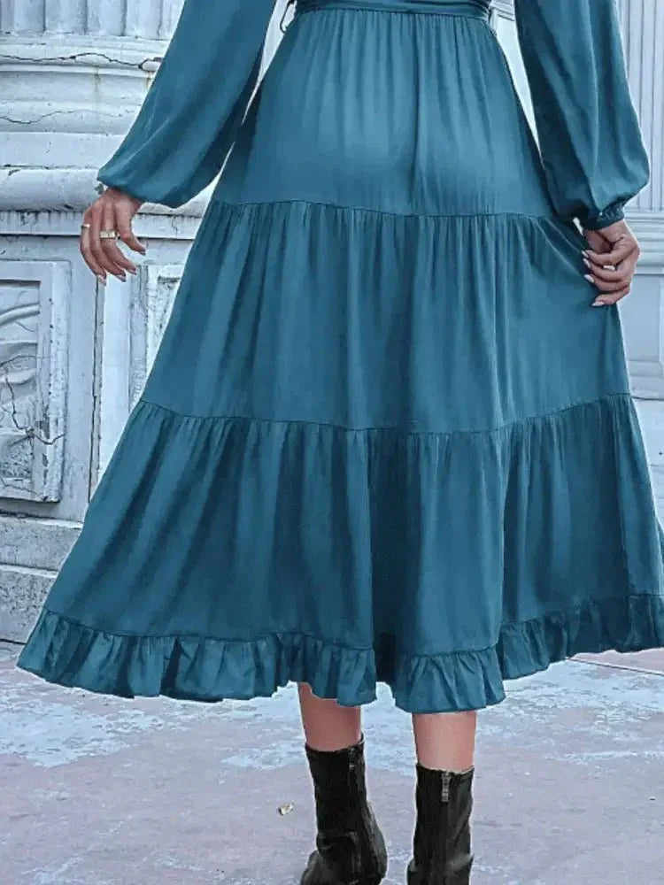Ruffled Hem V - Neck Balloon Sleeve Dress - Update AvenueCasual DressesTrendsi100100257855520100100257855520Ruffled Hem V - Neck Balloon Sleeve DressFrench Blue