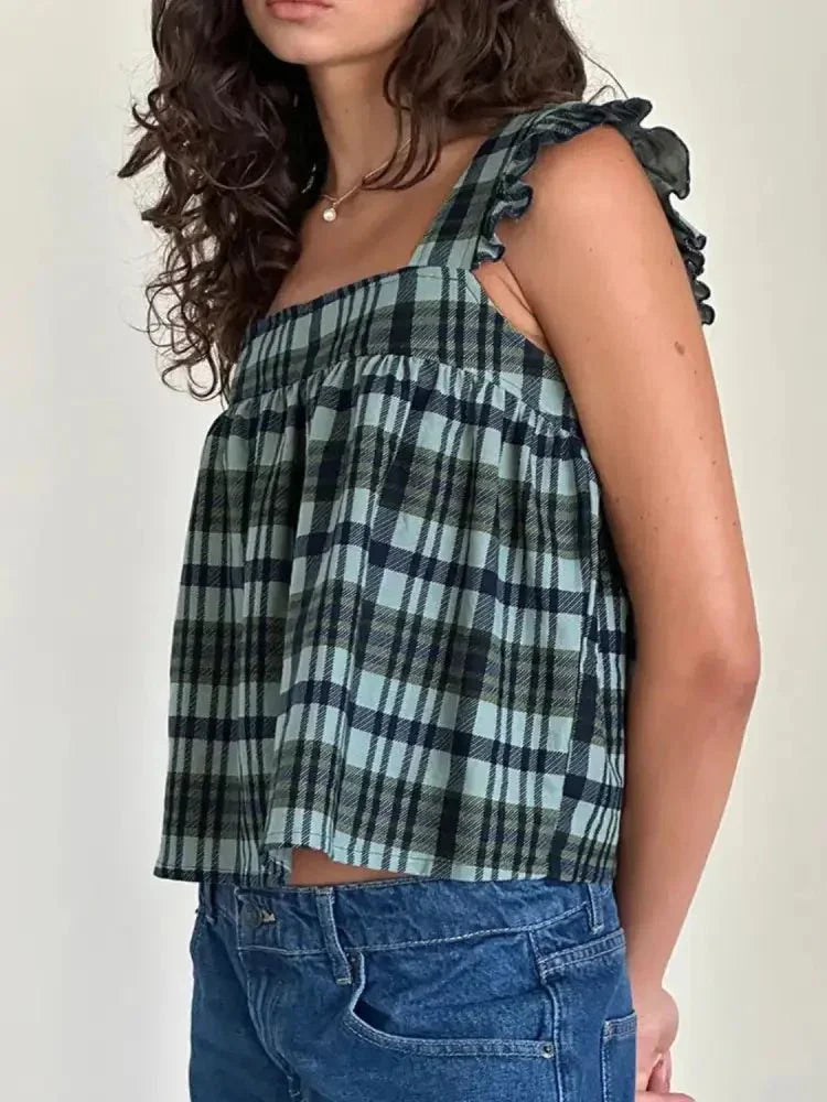 Ruffled Plaid Square Neck Tank - Update AvenueTrendsi10010024543169810010024543169897693636 - db3b - 4f04 - a5e2 - e2f092559b9f - Max - OriginFrench Blue