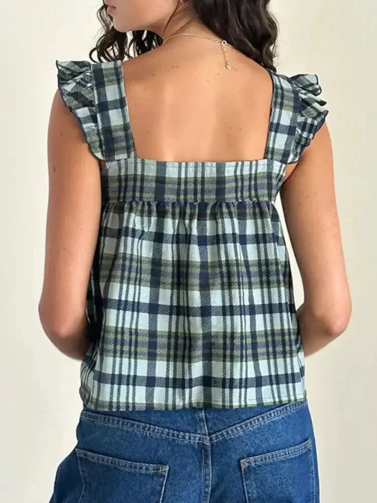 Ruffled Plaid Square Neck Tank - Update AvenueTrendsi10010024543169810010024543169831ec8912 - 9149 - 4f25 - 8b25 - 8fde3a3b2010 - Max - OriginFrench Blue
