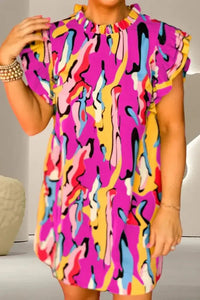 Ruffled Printed Cap Sleeve Mini Dress - Update AvenueTrendsi10010004044529010010004044529096828fee - d370 - 4172 - 91eb - 57ebaacd8691 - MaxHot Pink