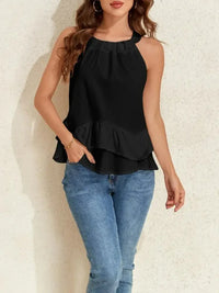 Ruffled Printed Halter Neck Cami Top - Update AvenueTrendsi10010018757383910010018757383987ca59fb9987410ab65f250c1842ef66 - Max - OriginBlack