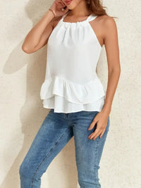 Ruffled Printed Halter Neck Cami Top - Update AvenueTrendsi1001001875749221001001875749228da51879c5ba4505a22c507f37a2c6be - Max - OriginWhite