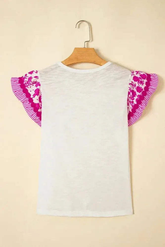 Ruffled Round Neck Cap Sleeve Blouse - Update AvenueBoho VibesTrendsi100100773321510100100773321510799cbc26 - 1062 - 4dbd - 9ec8 - d218332f87a6 - Max - OriginFuchsia Pink
