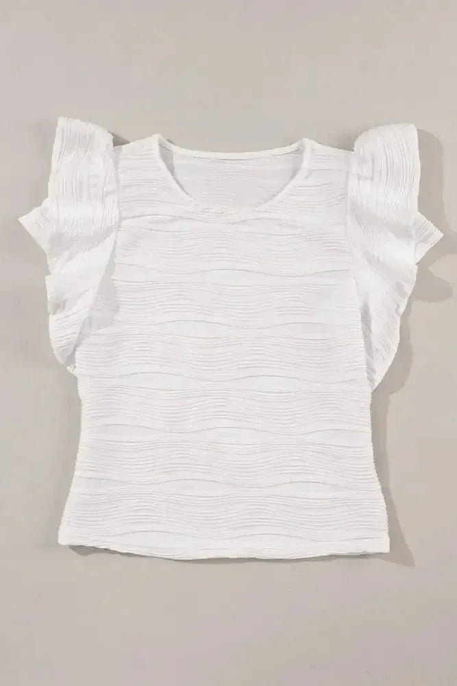 Ruffled Round Neck Textured Top - Update AvenueT-ShirtsTrendsi1001005457412431001005457412436556f156 - 3acd - 47e7 - 92ae - 3f7ef7b545bd - Max - OriginWhite