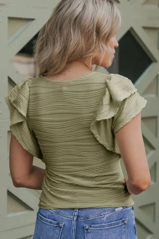Ruffled Round Neck Textured Top - Update AvenueT-ShirtsTrendsi100100545745168100100545745168a8ecf7b0 - 052d - 47b1 - 9fff - 9a8f7c5f3d6a - Max - OriginSage
