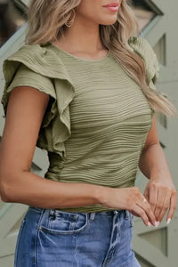 Ruffled Round Neck Textured Top - Update AvenueT-ShirtsTrendsi1001005457451681001005457451682caa9822 - 6553 - 45b2 - a0ad - d5fe07a86967 - Max - OriginSage