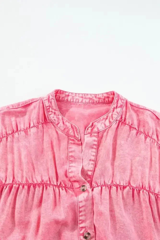 Ruffled Short Sleeve Buttoned Denim Mini Dress - Update AvenueDenim Dresses & SkirtsTrendsi100100555866923100100555866923c9e6b44c - 041f - 43d6 - bcda - cc339f81fee5 - MaxDusty Pink