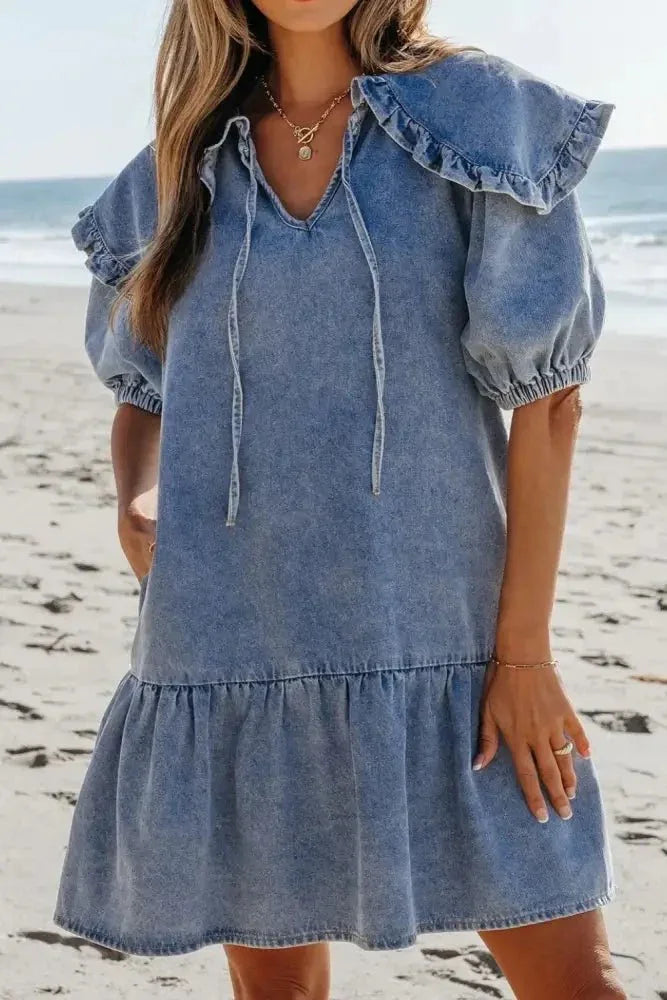 Ruffled Side Pockets Puff Sleeve Denim Mini Dress - Update AvenueDenim Dresses & SkirtsTrendsi10010018829248710010018829248703791610 - b908 - 4ca7 - b422 - 7fc5f3b119b9 - MaxMedium