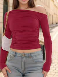 Ruffled Single Shoulder T-Shirt - Update AvenueT-ShirtsTrendsi100100079967043100100079967043fea1aa36 - 13e5 - 46a8 - b6b4 - cb9d07686cc5 - Max - OriginBurgundy