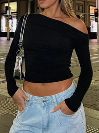 Ruffled Single Shoulder T-Shirt - Update AvenueT-ShirtsTrendsi1001000799677281001000799677286ae8b540c5b94226beb6d7aa7223dba6 - Max - OriginBlack