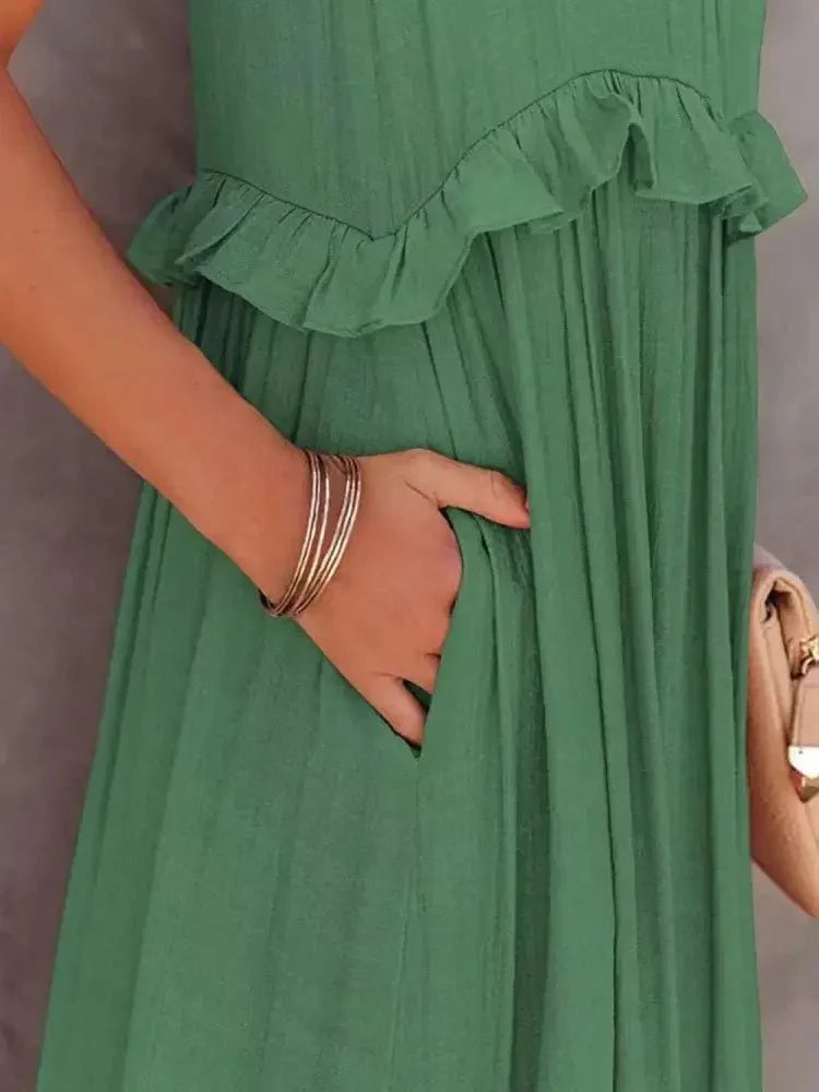 Ruffled Sleeveless Tiered Maxi Dress with Pockets - Update AvenueEffortless Elegance: DressesTrendsi1001007884816661001007884816661d41bf5c - 572e - 42d8 - b83b - 21dd6d5e50fc - MaxDark Green