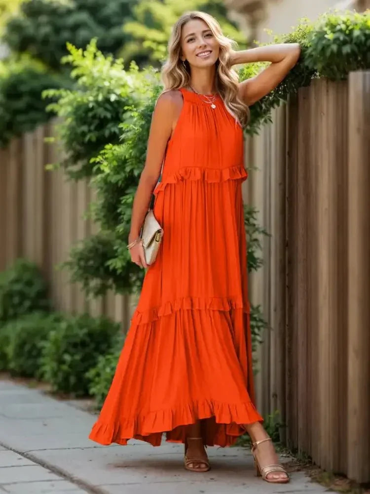 Ruffled Sleeveless Tiered Maxi Dress with Pockets - Update AvenueEffortless Elegance: DressesTrendsi100100788482624100100788482624b790a3b1 - 40d5 - 4b32 - a964 - cf0fed396f99 - MaxOrange - Red