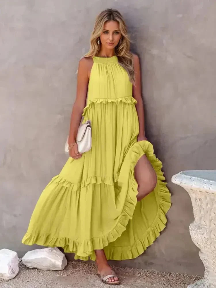 Ruffled Sleeveless Tiered Maxi Dress with Pockets - Update AvenueEffortless Elegance: DressesTrendsi1001007884826731001007884826730a6ab8f0 - 3d25 - 4140 - 9566 - 23c334214529 - MaxChartreuse