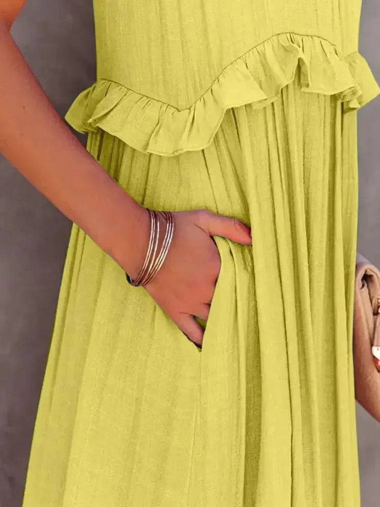 Ruffled Sleeveless Tiered Maxi Dress with Pockets - Update AvenueEffortless Elegance: DressesTrendsi10010078848267310010078848267357447894 - 036a - 487c - 8f93 - 3de5e377d930 - MaxChartreuse
