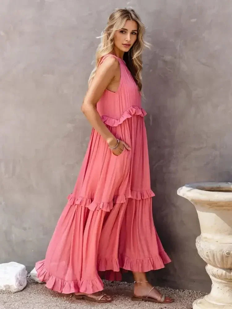 Ruffled Sleeveless Tiered Maxi Dress with Pockets - Update AvenueEffortless Elegance: DressesTrendsi100100788483294100100788483294aeb2a60d - 2c3a - 472b - a816 - 6f6f44351ede - MaxWatermelon pink