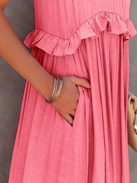 Ruffled Sleeveless Tiered Maxi Dress with Pockets - Update AvenueEffortless Elegance: DressesTrendsi100100788483294100100788483294ec5c2d13 - aecb - 45b8 - 98be - 7f32c697471a - MaxWatermelon pink