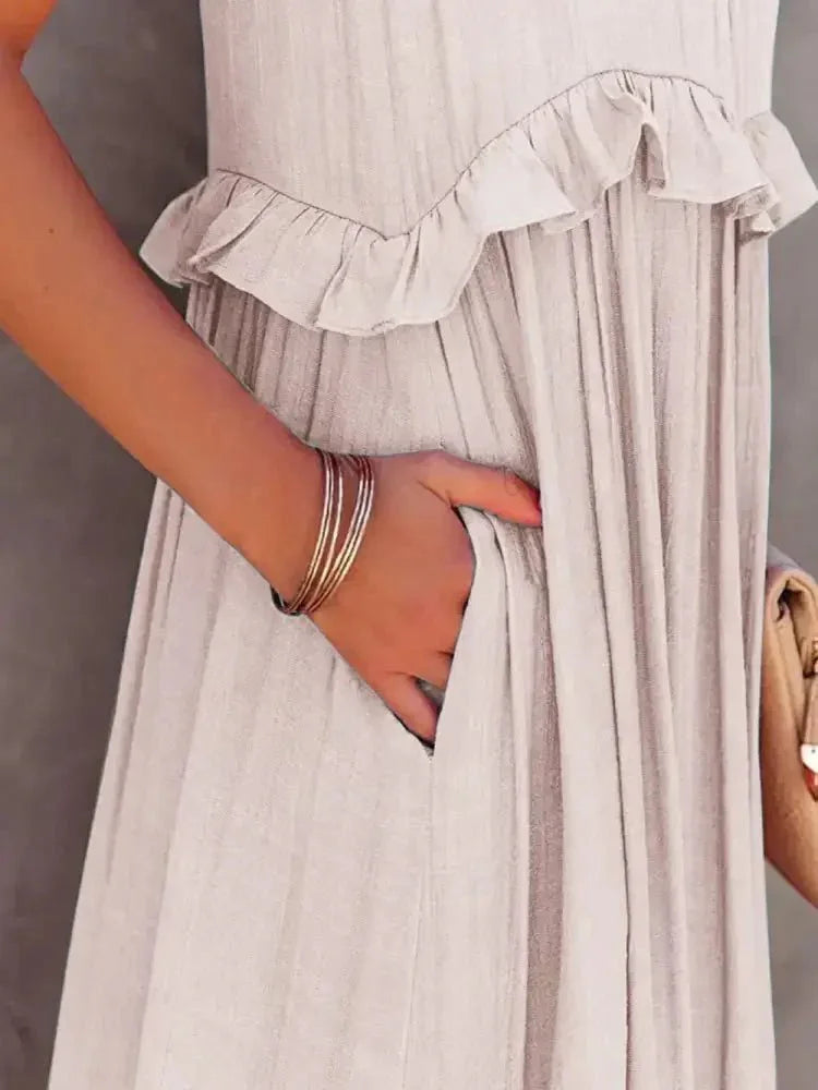 Ruffled Sleeveless Tiered Maxi Dress with Pockets - Update AvenueEffortless Elegance: DressesTrendsi10010078848994310010078848994369da4544 - 6dac - 4eac - bd10 - 6dbd5bdffc94 - MaxTan