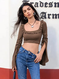 Ruffled Square Neck Long Sleeve Top - Update AvenueT-ShirtsTrendsi10010022822126210010022822126248741fe5 - 454c - 43d2 - 8b9f - 8e9c7c2d8992 - Max - OriginCoffee Brown