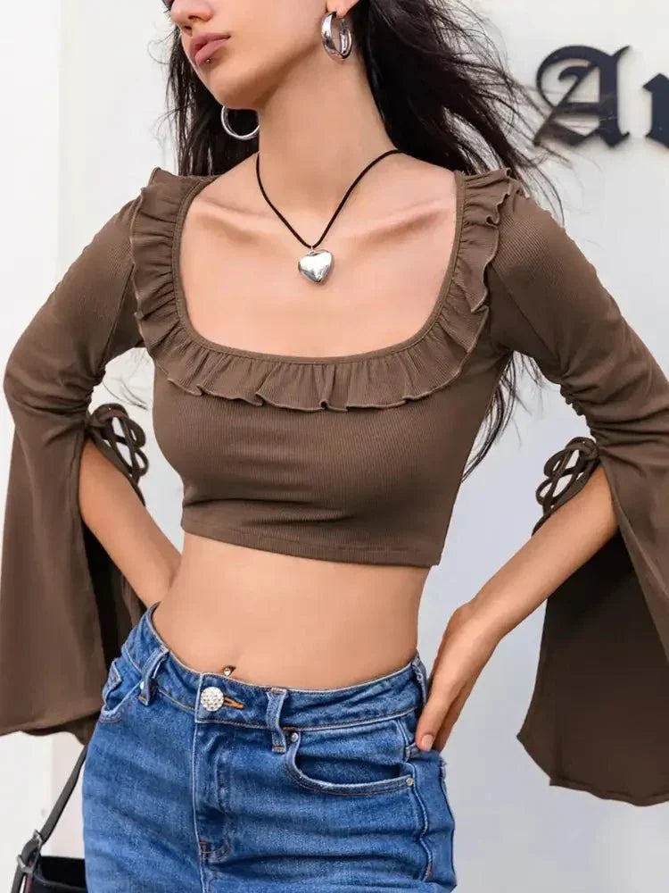 Ruffled Square Neck Long Sleeve Top - Update AvenueT-ShirtsTrendsi1001002282212621001002282212620a9c1144 - b9e1 - 41ef - 81bd - 0c63dc4d8852 - Max - OriginCoffee Brown