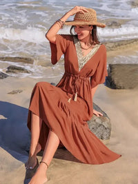Ruffled Tassel V - Neck Flutter Sleeve Dress - Update AvenueBoho VibesTrendsi1001007677512551001007677512558c4ec5ad - f922 - 4a92 - ae27 - 318adc62fe0f - MaxTerracotta
