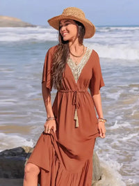 Ruffled Tassel V - Neck Flutter Sleeve Dress - Update AvenueBoho VibesTrendsi10010076775125510010076775125577b18d09 - ce68 - 43c5 - b9bd - 88abbf352cc4 - MaxTerracotta