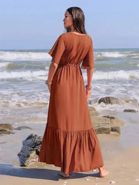 Ruffled Tassel V - Neck Flutter Sleeve Dress - Update AvenueBoho VibesTrendsi100100767751255100100767751255ba13e56d - 83e8 - 4636 - b3f8 - 60832eeb6891 - MaxTerracotta
