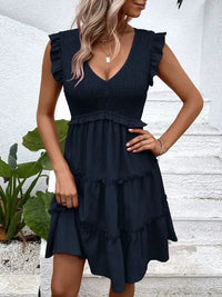 Ruffled V - Neck Cap Sleeve Dress - Update AvenueEffortless Elegance: DressesTrendsi100100845421646100100845421646b513f81e - 4262 - 43a5 - a083 - 4a38416c549e - Max - OriginDark Blue