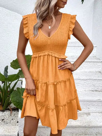 Ruffled V - Neck Cap Sleeve Dress - Update AvenueEffortless Elegance: DressesTrendsi10010084542520510010084542520596ef551c - a57d - 4671 - b105 - 4130bd6c7888 - Max - OriginTangerine