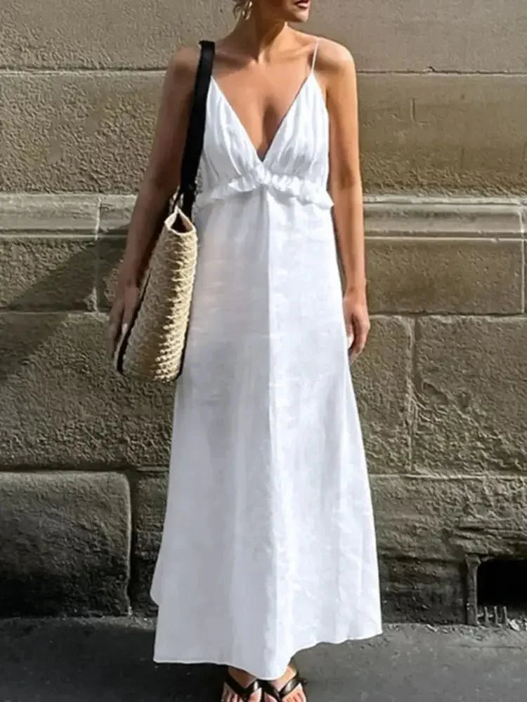 Ruffled V - Neck Maxi Dress - Update AvenueTrendsi100100854202285100100854202285e2e5b3bb - 9de5 - 47f4 - bdd8 - 22cd14c1e99f - Max - OriginWhite
