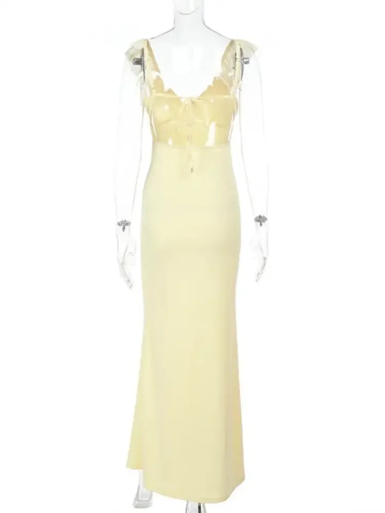Ruffled V-Neck Sleeveless Maxi Dress