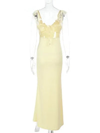 Ruffled V-Neck Sleeveless Maxi Dress