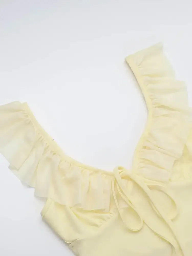 Ruffled V-Neck Sleeveless Maxi Dress