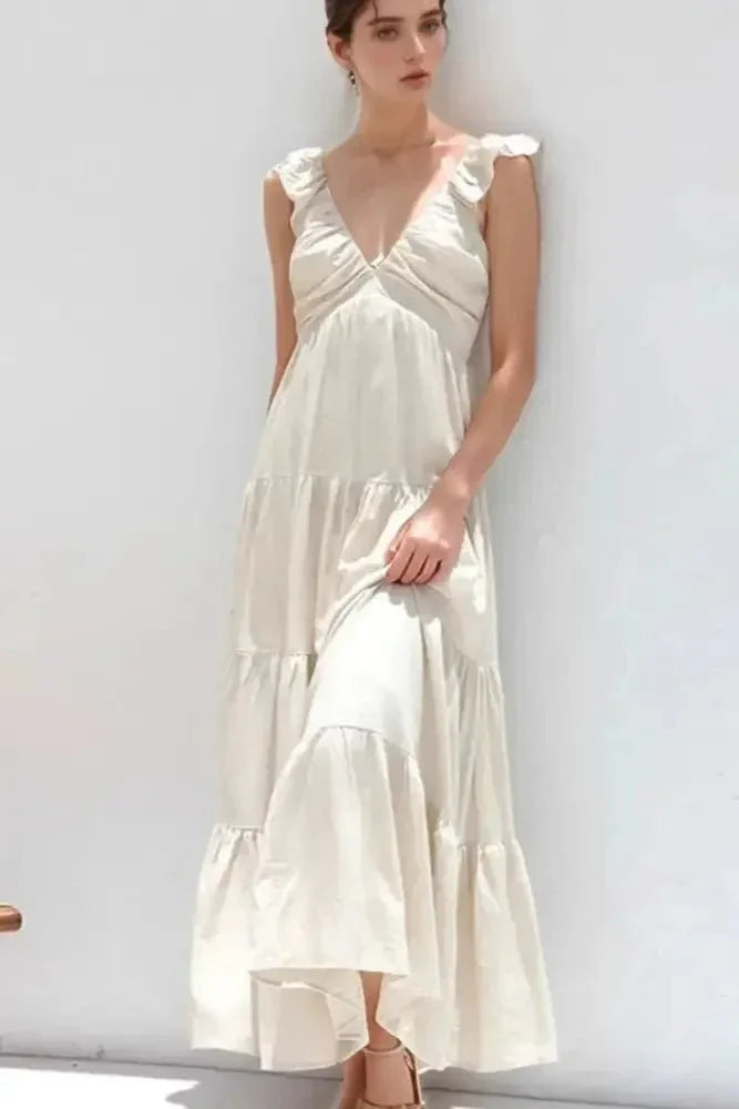 Ruffled V - Neck Tiered Dress - Update AvenueTrendsi10010083461182810010083461182857f93103 - 5d6e - 4e71 - a00e - 8501ba150819 - Max - OriginBeige