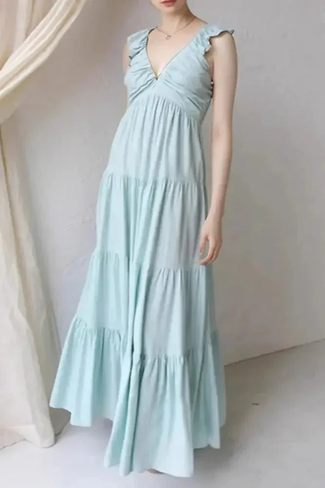 Ruffled V - Neck Tiered Dress - Update AvenueTrendsi100100834615832100100834615832a22a9a11 - f622 - 4031 - a51f - 111756e741d3 - Max - OriginLight Blue