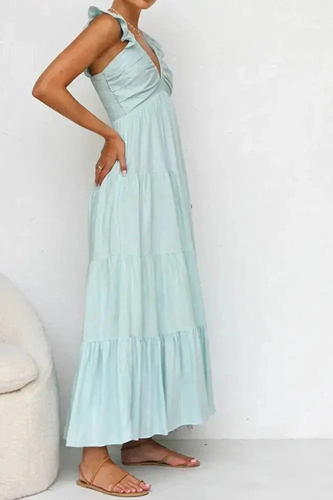 Ruffled V - Neck Tiered Dress - Update AvenueTrendsi100100834615832100100834615832e994ad2b - 7bb0 - 4eb5 - 8f61 - 7d2b339140df - Max - OriginLight Blue