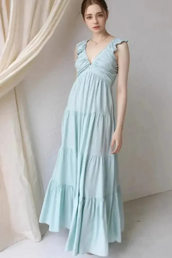 Ruffled V - Neck Tiered Dress - Update AvenueTrendsi10010083461583210010083461583245c6ec44 - da48 - 4645 - bbfd - 1ca2aa17c715 - Max - OriginLight Blue