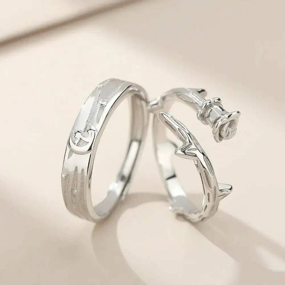 S925 sterling silver little prince and roses couple ring men and women a pair of Korean version simple students to send lover gifts - Update AvenueUpdate Avenues211460429339001S925 sterling silver little prince and roses couple ring men and women a pair of Korean version simple students to send lover gifts - Update AvenuesFemale ring opening adjustable