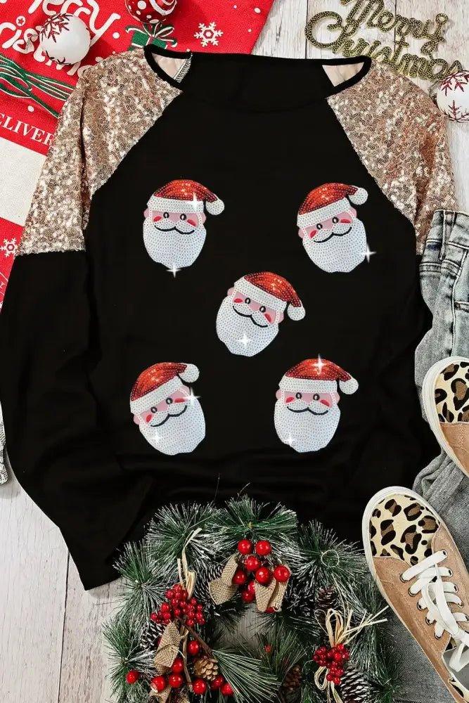Santa Sequin Long Sleeve Round Neck Top - Update AvenueTrendsi1001015013980821001015013980824a7c90b4bd0f44979b566168d48c86cb - MaxBlack