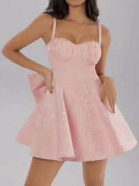 Satin Mini Cami Dress with Bow - Update AvenueCocktail DressesTrendsi100100302991150100100302991150Satin Mini Cami Dress with BowBlush Pink