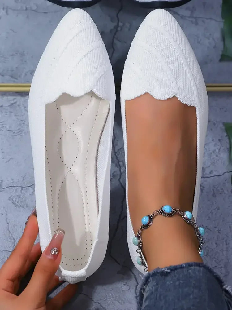 Scalloped Edge Pointed Toe Loafers