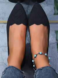 Scalloped Edge Pointed Toe Loafers
