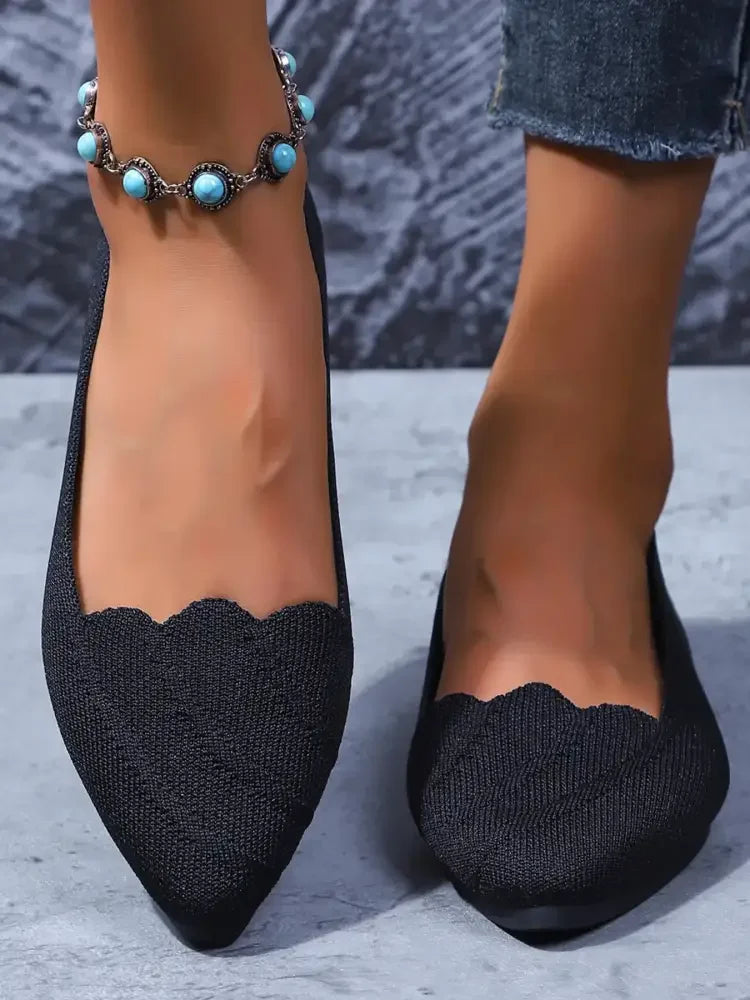 Scalloped Edge Pointed Toe Loafers