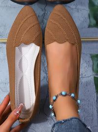 Scalloped Edge Pointed Toe Loafers