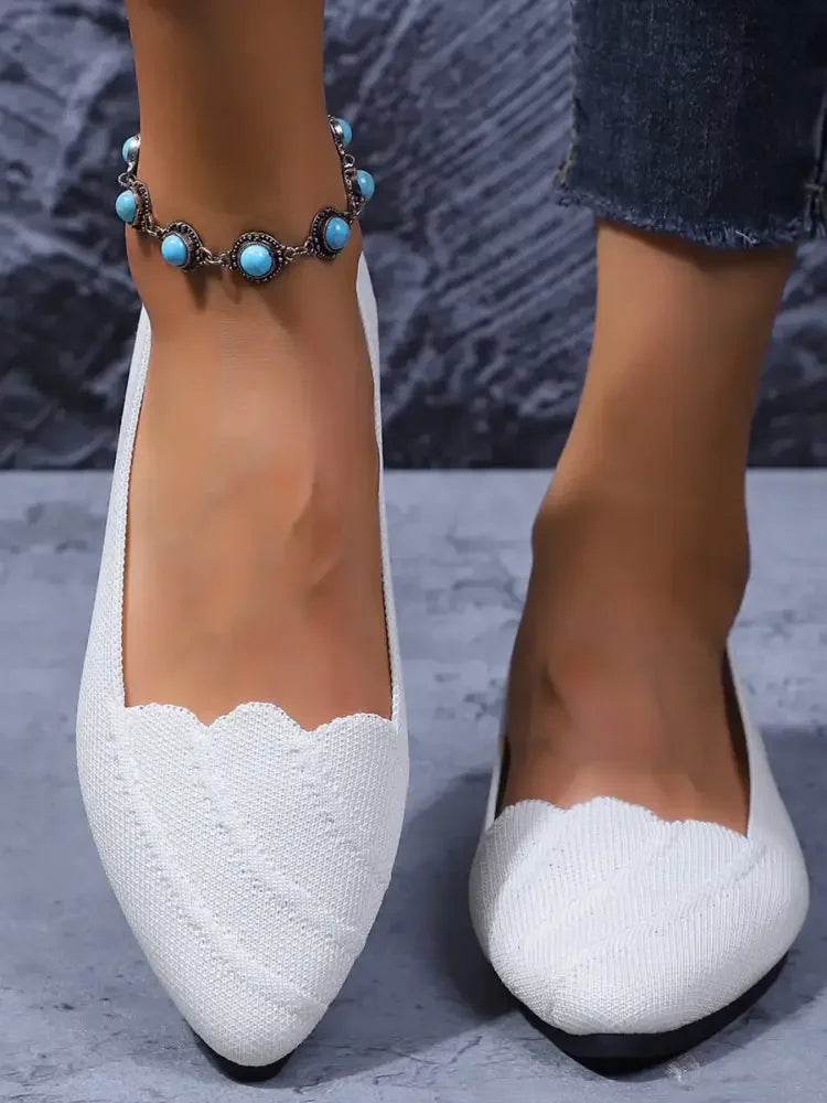 Scalloped Edge Pointed Toe Loafers