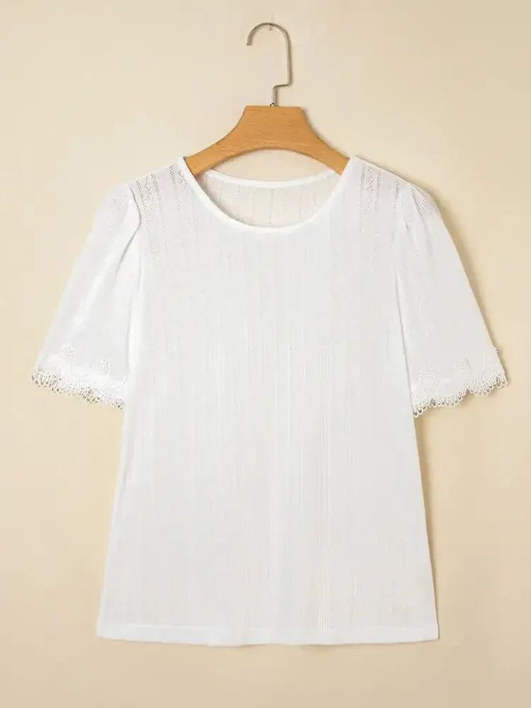 Scalloped Lace Trim Jacquard Textured T Shirt - Update AvenueT-ShirtsTrendsi1001006878735361001006878735361fcf957164434484b06a1a6c38a141cc - Max - OriginWhite