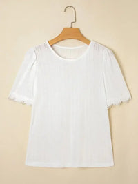 Scalloped Lace Trim Jacquard Textured T Shirt - Update AvenueT-ShirtsTrendsi1001006878735361001006878735361fcf957164434484b06a1a6c38a141cc - Max - OriginWhite