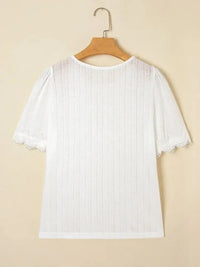 Scalloped Lace Trim Jacquard Textured T Shirt - Update AvenueT-ShirtsTrendsi1001006878735361001006878735365c2cec04e758422b92cf179ccc771847 - Max - OriginWhite