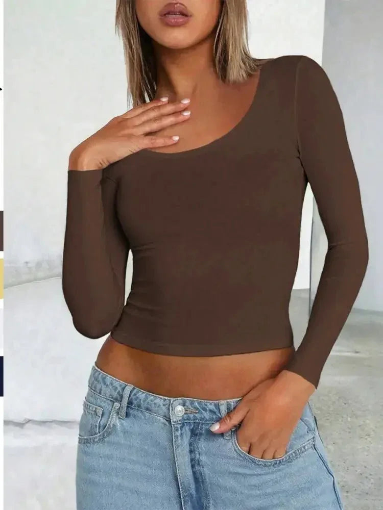 Scoop Neck Long Sleeve Fitted T-Shirt - Update AvenueT-ShirtsTrendsi100100626656759100100626656759969c1f9cf9914049a0101249b6032e7d - Max - OriginBrown
